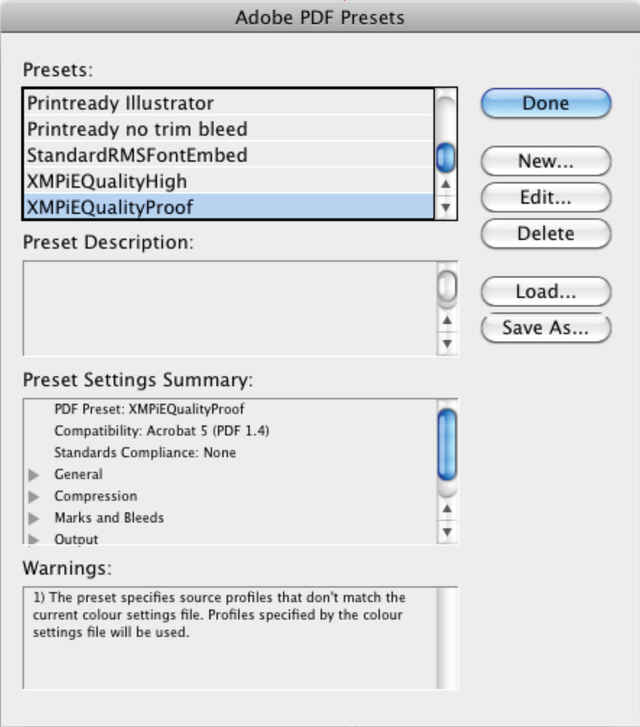 Indesign load preset step two